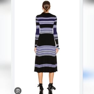 Proenza Schouler Striped Long Sleeve Dress in Black and White Grey